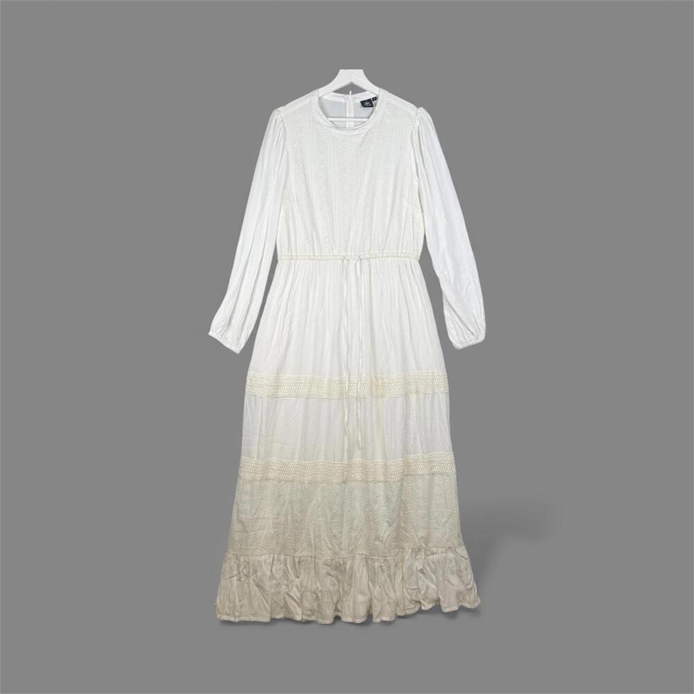 Vintage Beverly Hills Polo Club Women's Size Medium White Tiered Maxi Dress
